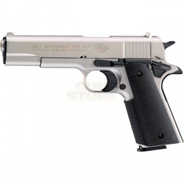 Colt Government 1911 A1 Nickel 9mm P.A.K.