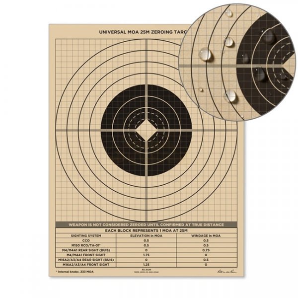 Rite in the Rain All-Weather 25m Multipurpose Zeroing Target - Universal MOA - 100 Pack